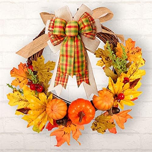 Падот на венецот, голем благодарник на венецот лак за венци, буфало, кариран подарок, лак за лак, за есен, Денот на благодарноста