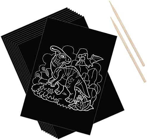Prasacco Scratch Paper Art Set Деца возрасни црна гребење уметност хартија од хартија со дрвена игла за DIY подароци за Денот на в Valentубените, роденденски партии за подароци