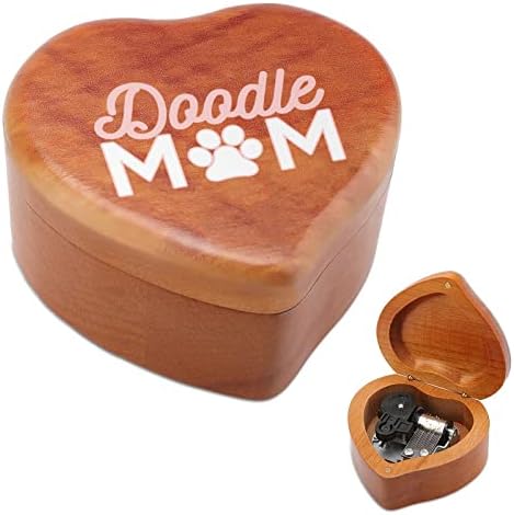 Doodle Mom Heart Music Box Дрвени музички кутии Најдобар подарок за годишнината Божиќ роденден