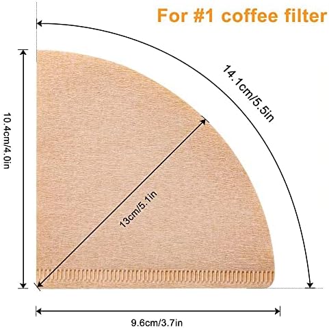 Конусни филтри за кафе, 1-2 чаши природни филтри за кафе, неискрени филтри за хартија Модел 1, компатибилен со V60 и сите бр.1 се преливаат