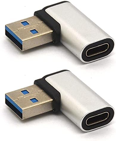 PiiHusw Право агол USB C до USB адаптер, 90 степени USB A до C адаптер USB 3.0 машки до USB Cенски конектор компатибилен кабел