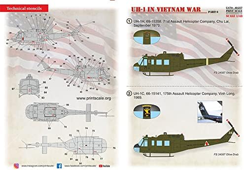 Скала за печатење 48-207-1/48 UH-1 во Виетнам Воен дел 3, Декал за пластичен модел