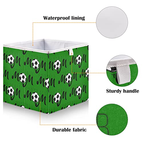 Фудбалска мама зелена коцка за складирање на корпи за складирање на водоотпорна корпа за играчки за канти за организатор на коцка