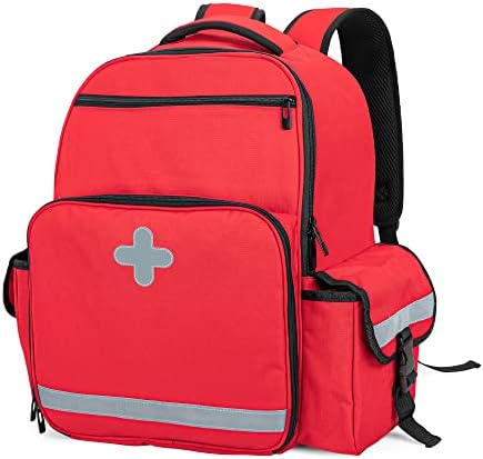 Курмио ранец за итни случаи празен, прв одговор на ЕМТ торба за ЕМС, кампување, пешачење, домашно здравје, патувања на терен, црвено