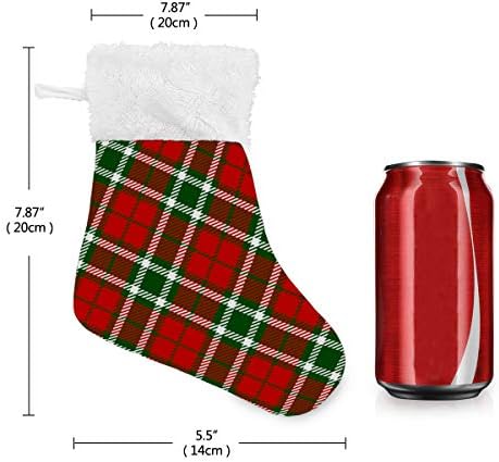Алаза Божиќни чорапи црвени и зелени карирани модели класични персонализирани мали декорации за порибување за семејни сезонски празници за забави Декор од 4.7,87 “