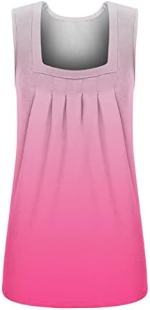 Резервоар за жени 2023 фустани кошули со елек омбре вратоврска боја камизола без ракави плоштад квадратни врат плетени тунични блузи