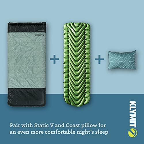 Klymit Wild Aspen лесен правоаголник торба за спиење, торба за спиење од 20 ° F за кампување, пешачење и ранци во ладно време, зелена