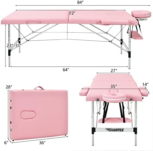 SJYDQ 84 L Преносна маса за масажа за прилагодување на салонот спа -кревет w/носење розова лулка на лицето