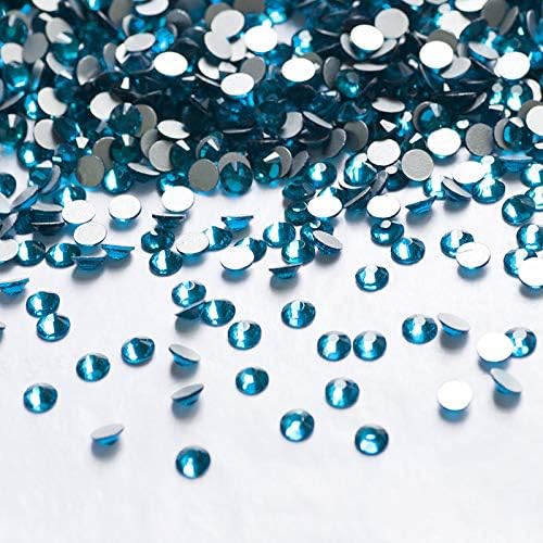 SS3 1440PCS Кристално стакло сино циркон, не -фиксни рингестини, зашиени со рамен грб на ноктите за нокти на кристални камења за фустан за облека со игла
