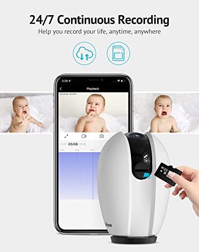 Камера за монитор за бебиња Laview со телефонска апликација, 1080p WiFi PET камера затворен, 360 ° Домашна безбедносна камера