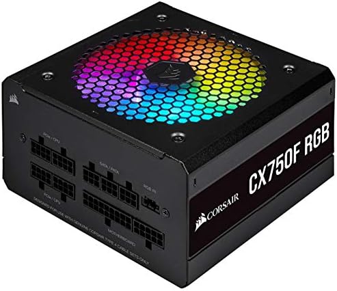 CORSAIR CX750F RGB, 80 плус бронза целосно модуларно напојување со напојување ATX црно