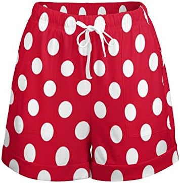KS-QON BENG жени шорцеви Полка точка црвена печати високи половини кратки панталони со џебови обични панталони за плажа