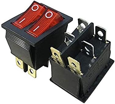 CEKGDB 2PCS AC 250V/16A, 125V/20A црвено и црвено копче со светло вклучено/исклучено DPDT 6 PIN 2 MINI BOAT ROCKER SWITCHES