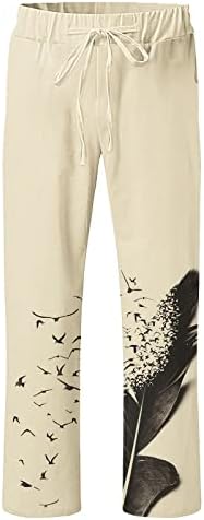 Машки џемпери на Јундан, памучни постелнини панталони меки удобни лабави се вклопуваат широки панталони за нозе, кои трчаат џогерски панталони