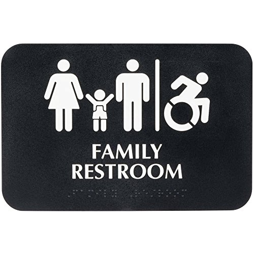 Семејство АДА/Хендикеп Достапен знак за тоалети со Брајово, тоалетна врата за деловни ресторани, 9 x 6