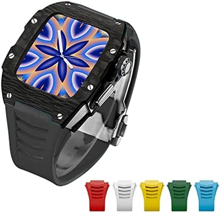 БОЛСА за Apple Watch 7 45mm Луксузен Дијамантски Случај Напреден Опсег На Куќишта Од Јаглеродни Влакна за Iwatch Серија 6 5 4 4 SE 44mm Комплет