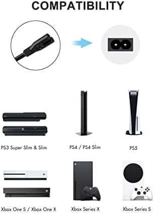 НАИЗМЕНИЧЕН Кабел За Напојување ЗА PS4 / PS4 Слим / PS3 Слим &засилувач; Супер Тенок / PS5, Xbox Серија S/X, Xbox One S/X 8 Стапки Замена
