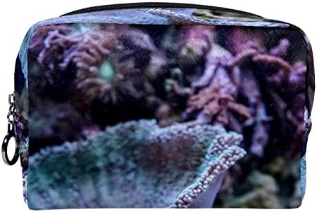 Тбуобт Торба За Шминка Патување Козметичка Торба Торбичка Чанта Чанта Со Патент, Морски Животни Корали