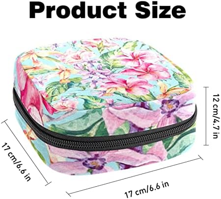 Санитарна торба за складирање на салфетки, торба за период, торба за тампон, торба за шминка, тропски розови цветни лисја растителни шема
