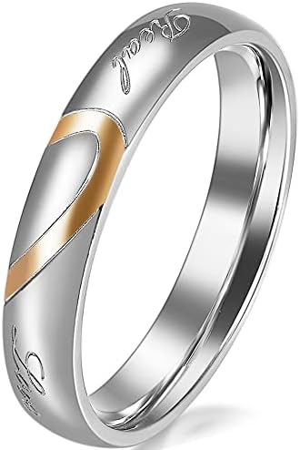 Облик на срцето на Ојалма overубовник 316L Менски жени ветуваат прстен „Вистинска loveубов“ двојки на свадбени прстени - 1
