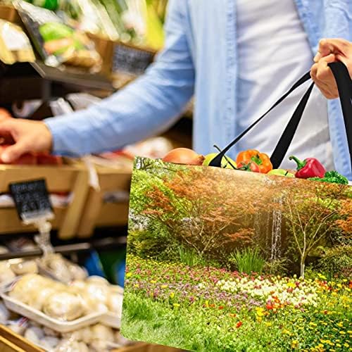 Чанти за куќи за купувачи од 50L пролетна градина склопувачки шопинг -кутија за намирници со рачки, еднократно