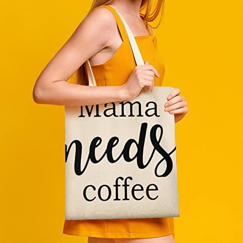 Wengbeauty Canvas Tote Bag Mama Потребно е кафето утринско рамо торба за еднократно намирници за купување кеси за плажа за ручек,