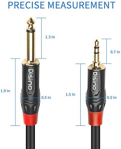 Disino 1/4 инчи TS до 1/8 инчен TRS кабел, 1/4 TS Mono до 1/8 инчи TRS стерео интерконекција адаптер кабел, моно до стерео печ-кабел-