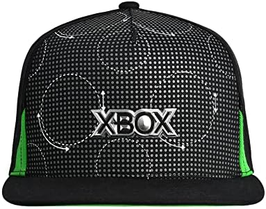 Бесбол капа на Microsoft Xbox, Skater Snapback Snapback со рамен облик, капа за бејзбол, црна, една големина