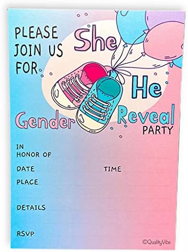 Родово Откривање Партија Покани Во собата на 25 Вклучува Коверти. Сино или Розово, Момче или Девојче Унисекс Родово Неутрален Туш За Бебиња Поканува Забава Со Која С