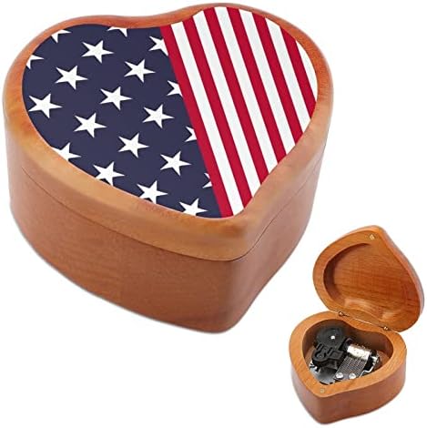 Американско знаме дрво музичка кутија антички врежани музички кутии подароци за роденден Божиќ Денот на благодарноста