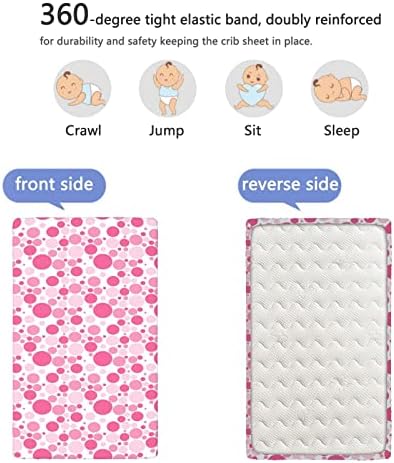 Розови полкови точки со тематски опремени мини креветчиња за креветчиња, преносни мини креветчиња за креветчиња меки и затегнати
