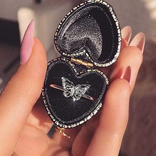 Креативни жени цирконски нараквици животни пеперутка накит прстен венчален прстен моден принцеза ангажман прстен планета starвезда