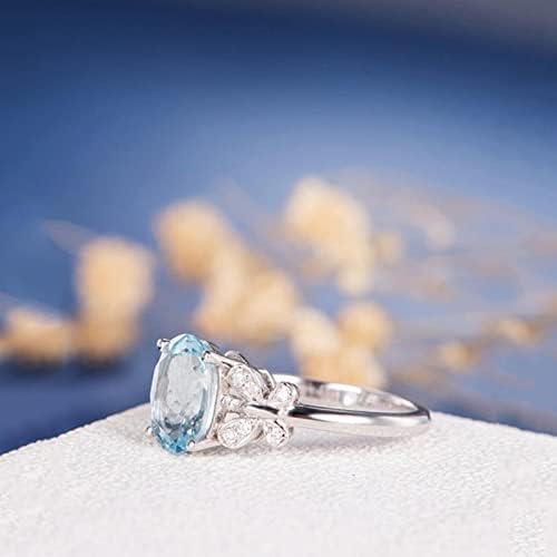 Жени свадбени прстени природни ангажмани со пеперутка прстен овален аквамарин ветуваат прстен за жени модни накит подароци Loveубов
