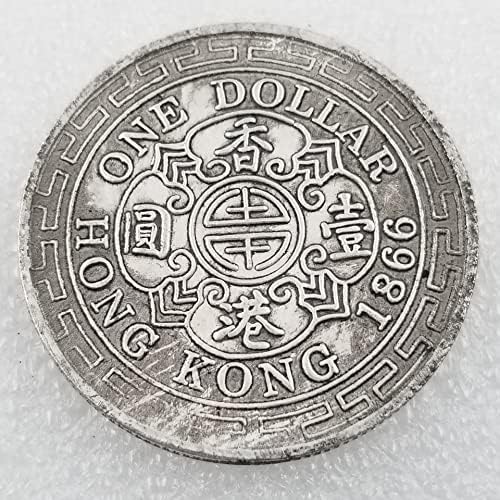 Кингфенг Антички Занаети хонг Конг 1866 Месинг Сребрен Сребрен Долар сребрен Круг 022