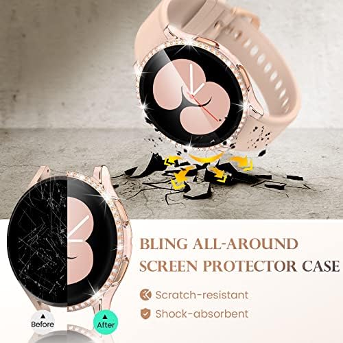 Готон [3 пакет] Случајна кутија компатибилна со Samsung Galaxy Watch 4 Acterions Ectare 40mm додатоци, заштитна обвивка за кристал со дијаманти