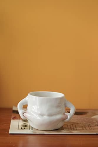 Yinhemeow масен стомак чаша чаша 13oz симпатична керамичка кригла оригинална рачно изработена кригла за појадок