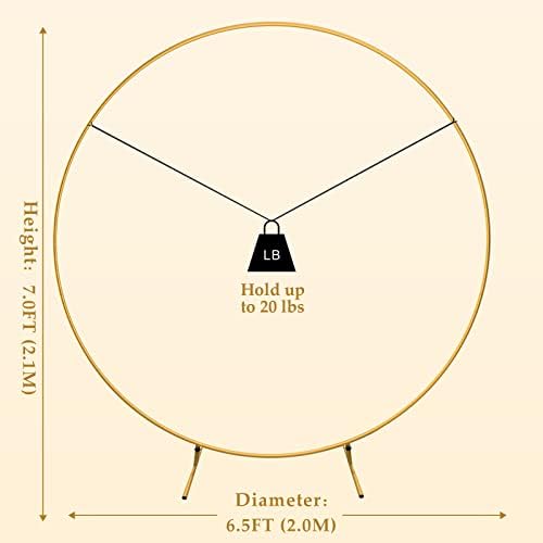 Тркалезниот лак за лакот на балонот Текксиз, 6,56 метри златен круг свадбен лак рамка, комплет за стоење на задниот дел од златен метал