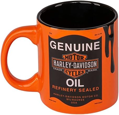 Маслото Харли-Дејвидсон може да го забрани логото и штит од 18 мл. Керамичка кригла со кафе - портокалово