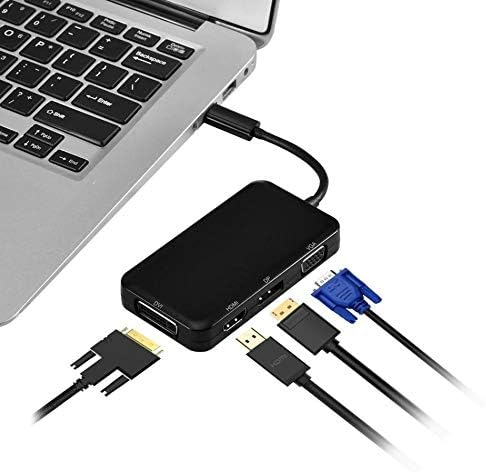 WYFDP 4-во-1 USB-C 3.1 тип C до HDMI DP DVI 4K VGA MultiPort Cable Adapter Converter
