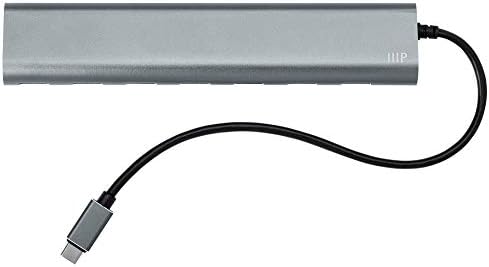 Monoprice 7 Port USB -C центар - Алуминиум, стапки на трансфер на суперспејство, компатибилни со Apple MacBook, Google Chromebook
