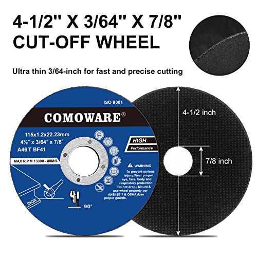 Comoware 4 1/2 Исечено тркало 50+2 пакувања, отсечени тркала 4 1/2 x 7/8 инчи Ултра тенко, метално и не'рѓосувачки челик сечење тркало