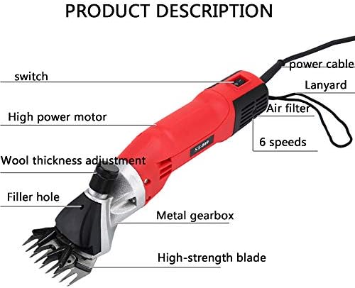500w Професионални Ножици За Овци, Електрични Ножици За Овци Со 6 Брзина за Стрижење Кози, За Овци Алпаки Лами И Големи Животни Со Дебел