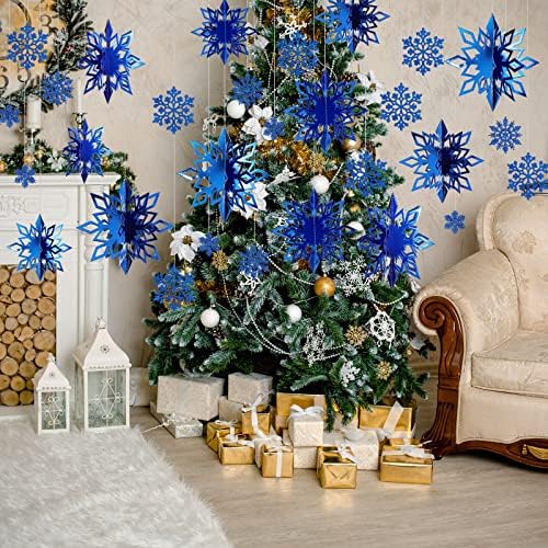 42 парчиња зимски Божиќни забави Декорации 3Д снегулка виси декорација сет 3Д висина снегулка декорација приврзок за Божиќна зимска забава