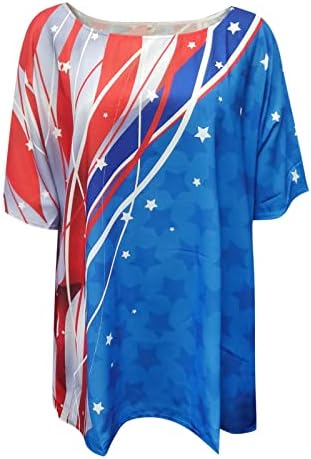 4-ти јули маичка за жени кратки ракави со маица V-врат маица starsвезди на американски знами
