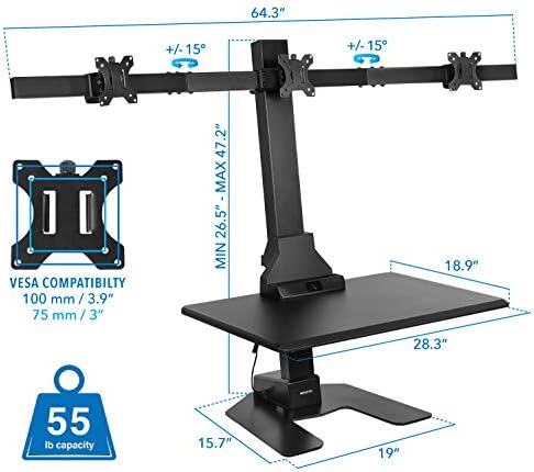 Монт-тоа! Трип монитор конвертор на електрична маса | Висина прилагодлива за конвертирање на бирото за седишта за дома, канцеларија | Стенд-ап