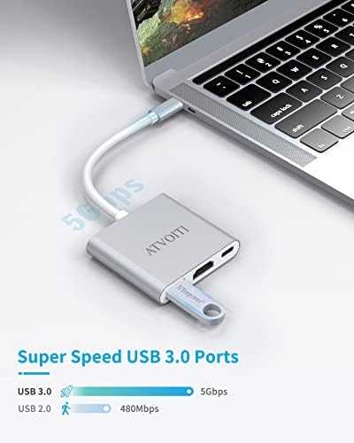 USB C/Тип C До HDMI Адаптер, Thunderbolt 3 ДО HDMI Центар, USB - C Дигитален AV Мултипорт Адаптер/Конвертор За MAC-Книга/De-ll XPS13/Sam-sung