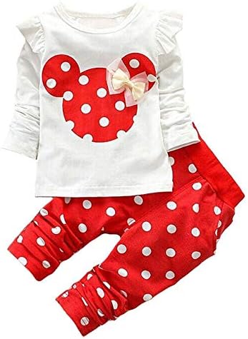 Симпатична Облека За Девојчиња За Бебиња Поставена Маица Со Долги Ракави И Панталони Деца 2 парчиња Облека