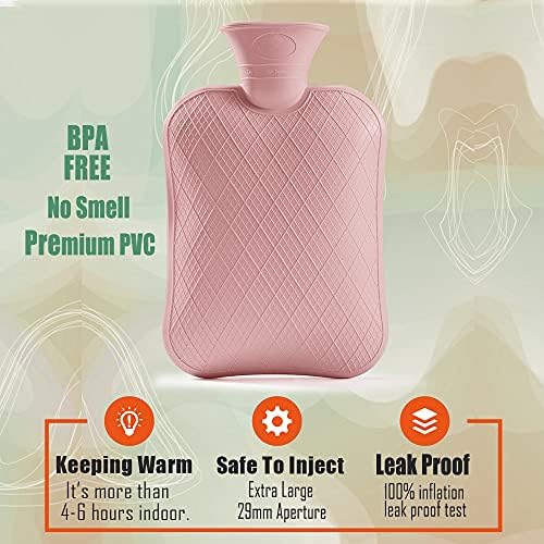 Шише со топла вода Pusun со рака во џебна обвивка-1.8L ПВЦ торба за топла вода за вратот, болката во рамото и рачните нозе потопло, менструалните