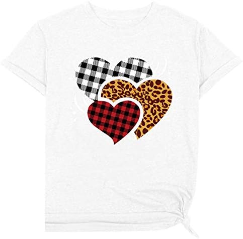 Massionенска мода за в Valentубените печатење O-врат Кратка маица лабава блуза Топ кошула женска маичка лента