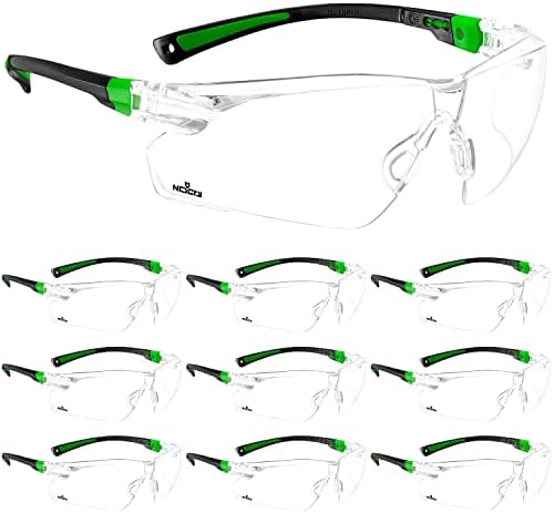 Nocry чисти безбедносни очила за мажи и жени; Лесни очила за работа со прилагодливи рамки и држачи за лизгање; Оцени за безбедност на отпорни